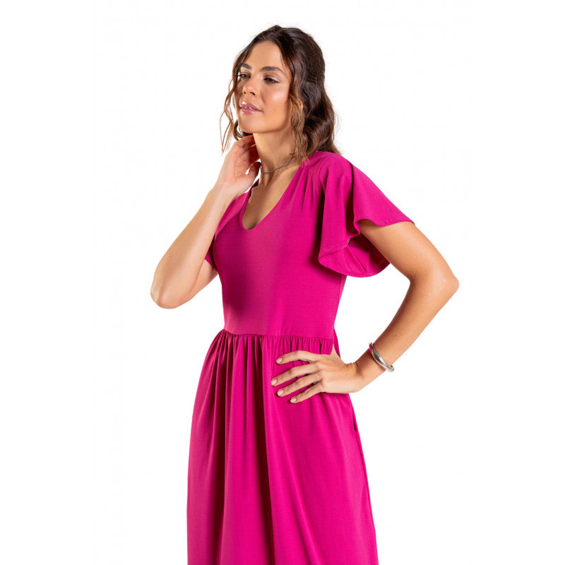 Vestido Feminino Casual Rosa Fúcsia