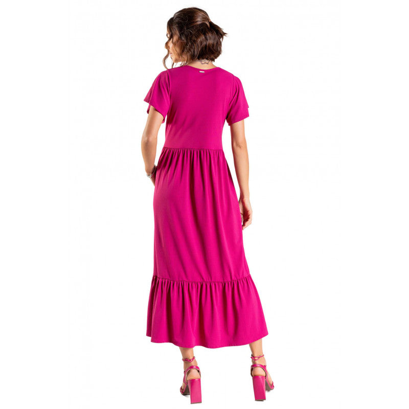 Vestido Feminino Casual Rosa Fúcsia