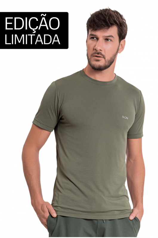 Camiseta Masculina B.ON Dry Basic Verde Militar - 24270600